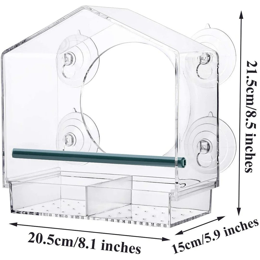 Breezy Window Bird Feeder | Clear Acrylic, Strong Suction Cups 6