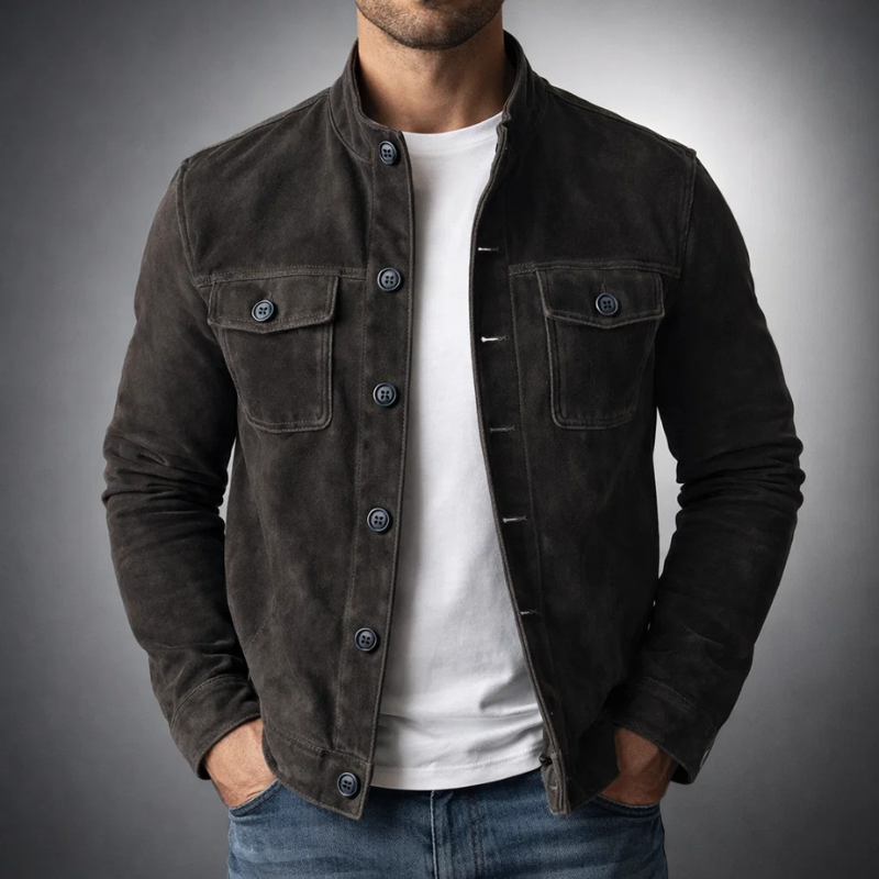 Haven Suede Jacket | Military-Inspired Design, Dual Chest Flap Pockets 3
