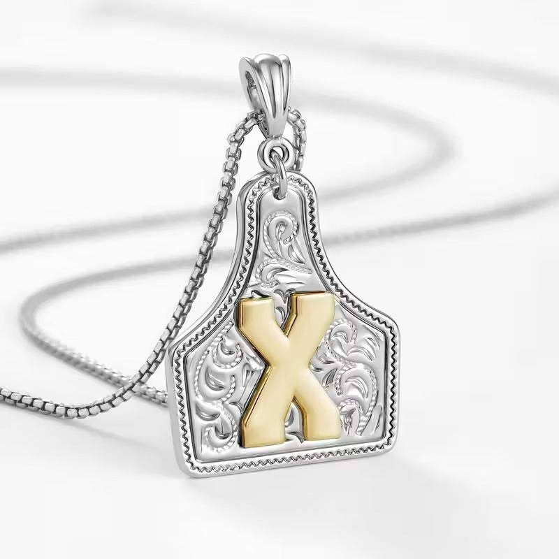 Ridge Initial Necklace | Engraved Metal Tag, Rustic Charm 58