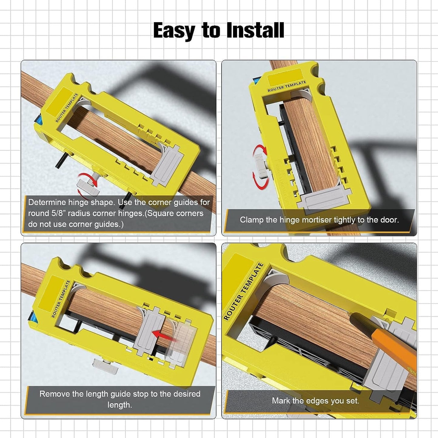Door Hinge Routing Guide Adjustable Mortise Template Product Image 09