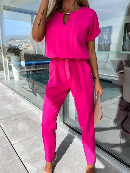 Elara V Neck Short Sleeve Jumpsuit Product Image 11