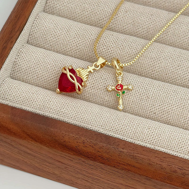 Fiora Red Devotional Dual Pendant Necklace Product Image 06