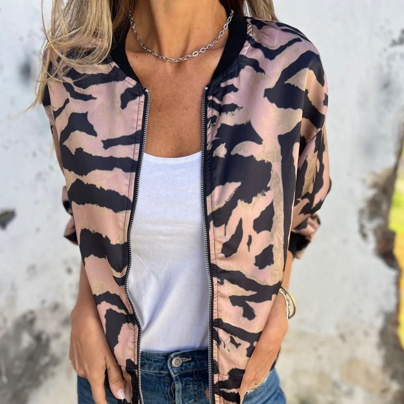 Liora Zebra Zip Bomber Jacket Product Image 09