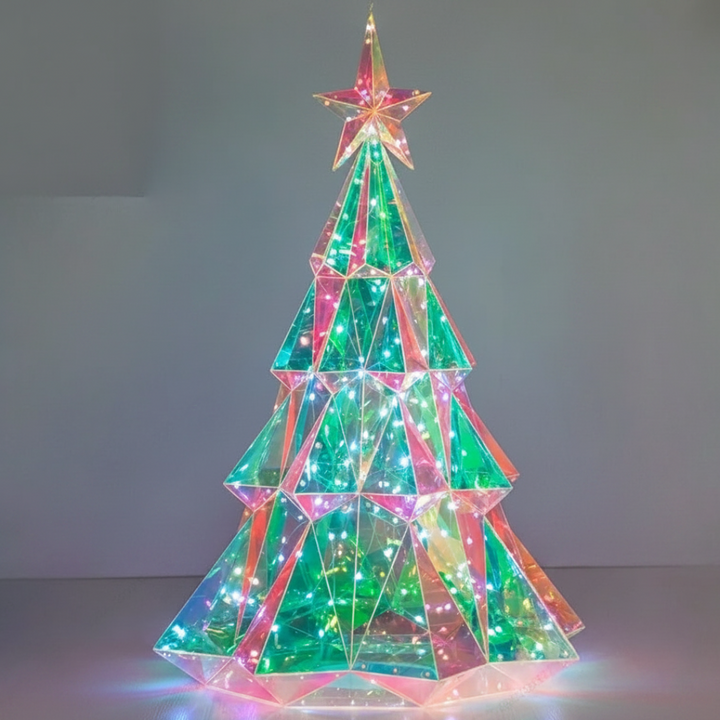 39 cm LED Christmas tree illuminated with multicolor lights against a gray background