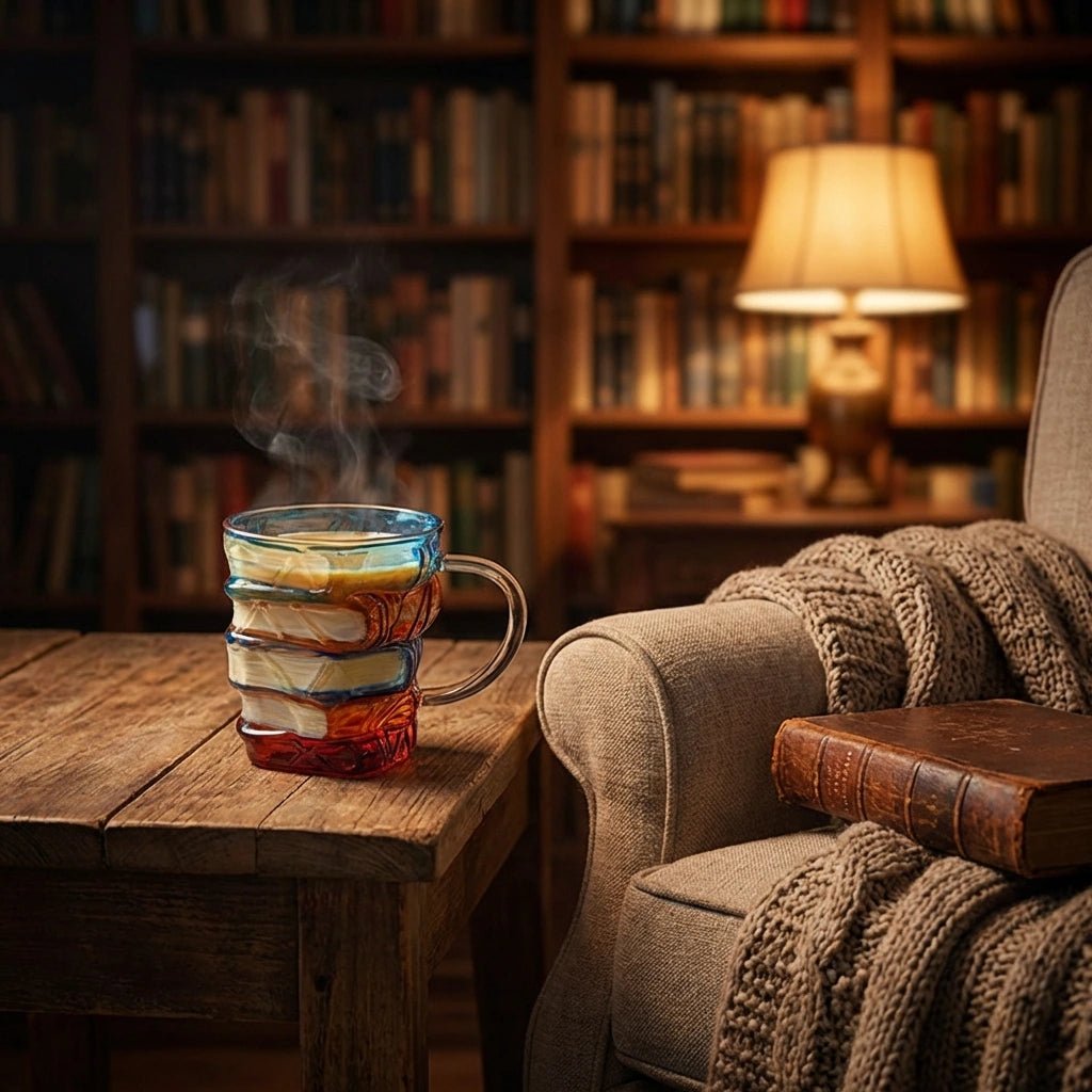 Biblio Book Mug | Artistic Borosilicate Glass, Heat Resistant 1