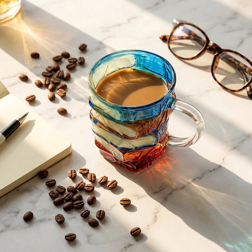 Biblio Book Mug | Artistic Borosilicate Glass, Heat Resistant 2