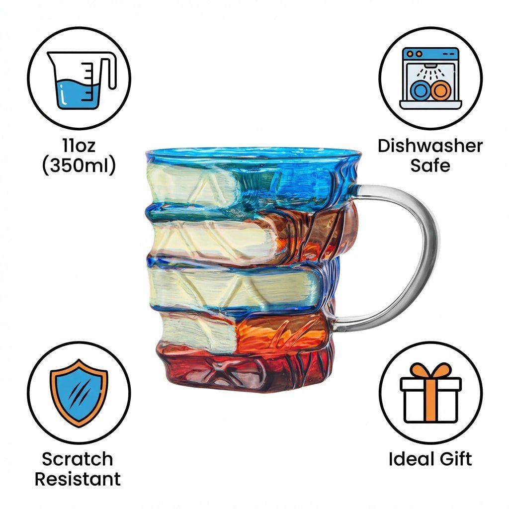 Biblio Book Mug | Artistic Borosilicate Glass, Heat Resistant 4