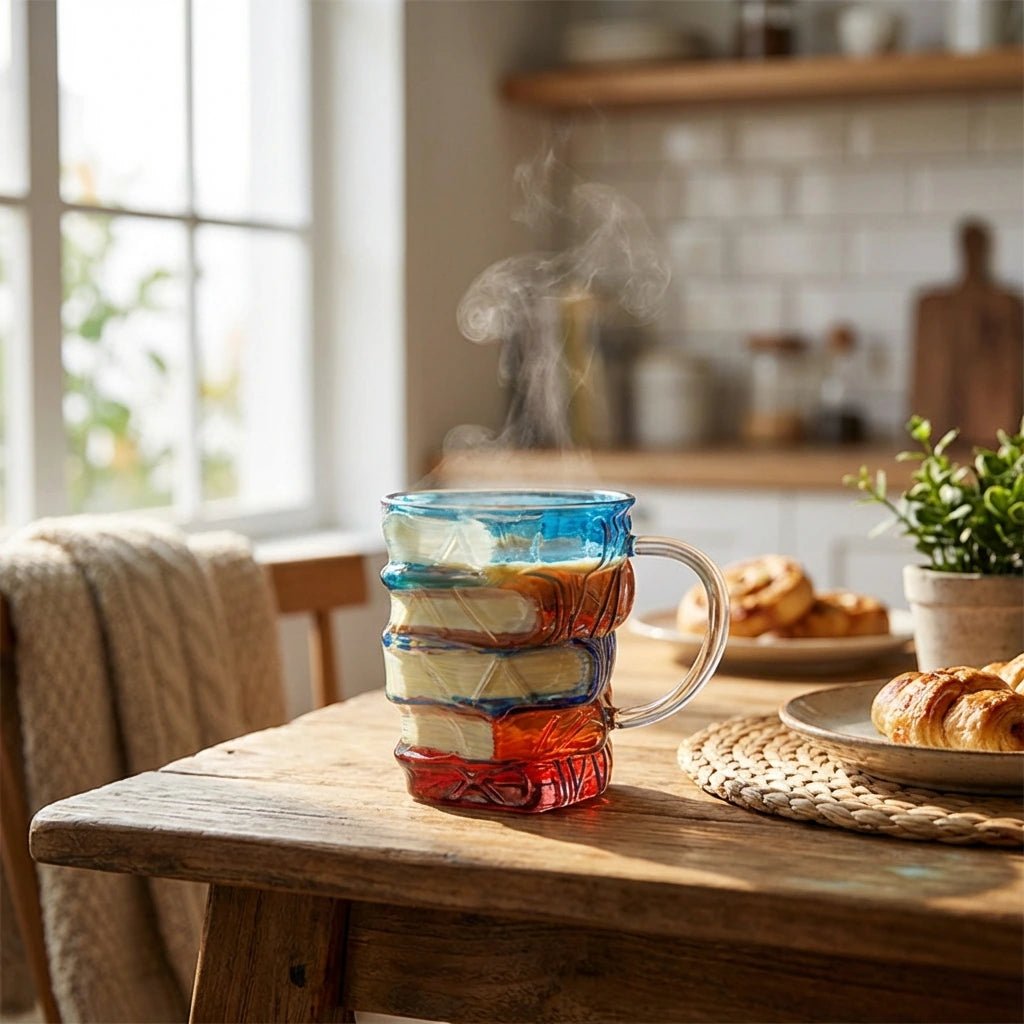 Biblio Book Mug | Artistic Borosilicate Glass, Heat Resistant 6