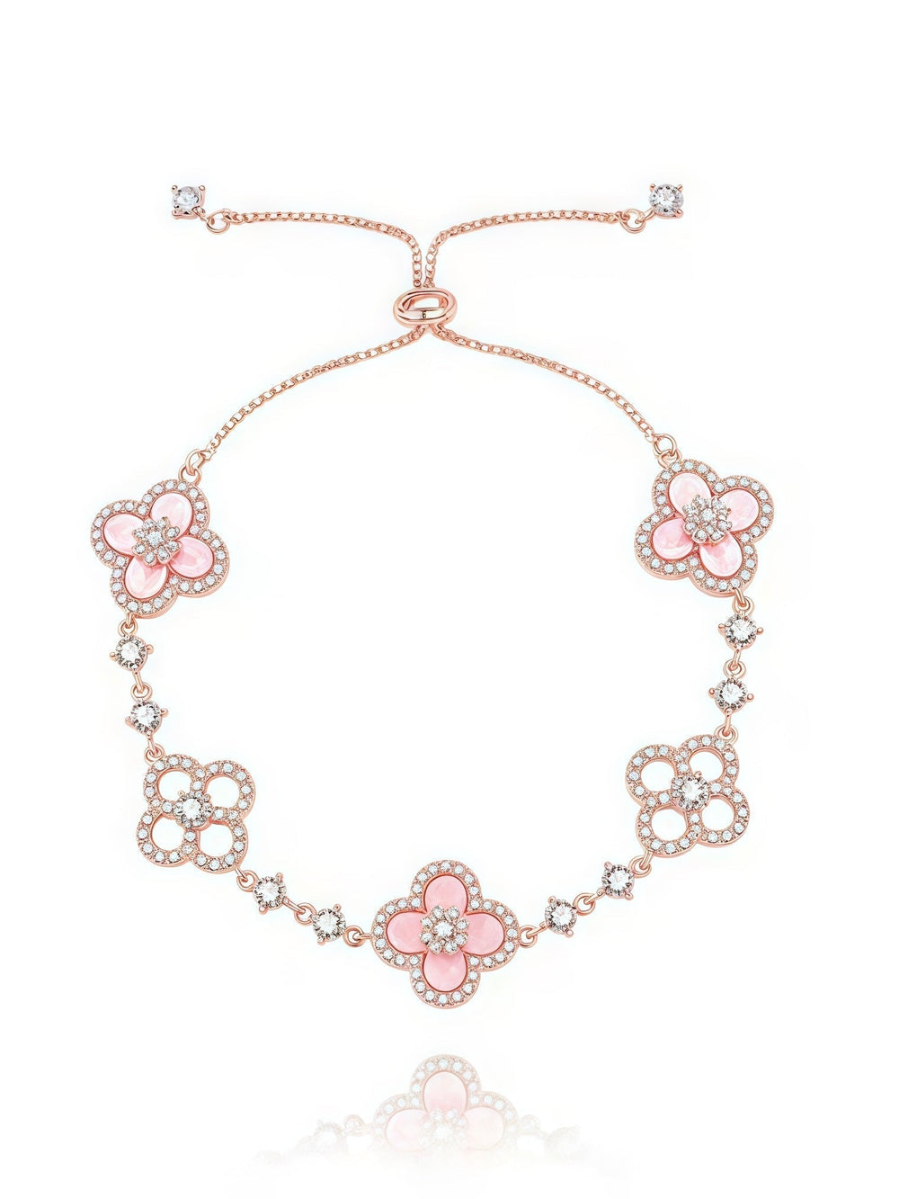 Breeze Glimmer Bracelet | Gold-Plated, Floral Design with Shell Stone Accents 0