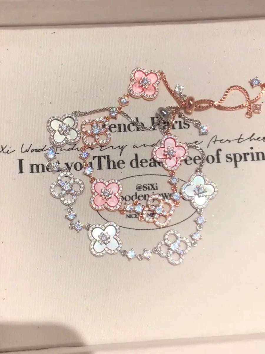 Breeze Glimmer Bracelet | Gold-Plated, Floral Design with Shell Stone Accents 4