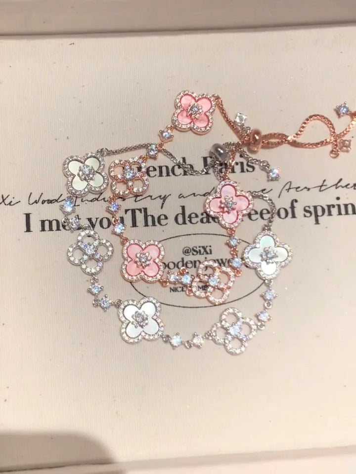 Breeze Glimmer Bracelet | Gold-Plated, Floral Design with Shell Stone Accents 4