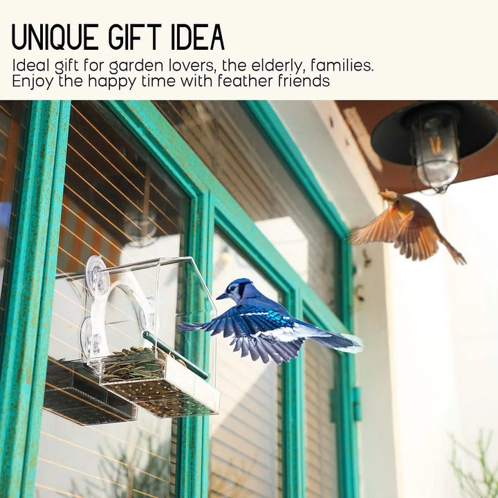 Breezy Window Bird Feeder | Clear Acrylic, Strong Suction Cups 4
