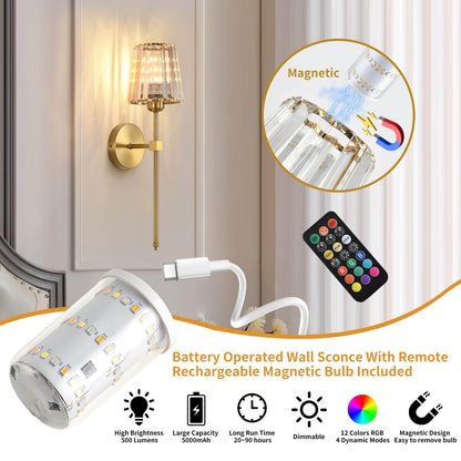 Crisma Wall Sconce | Wireless, USB Rechargeable, Remote Control 3