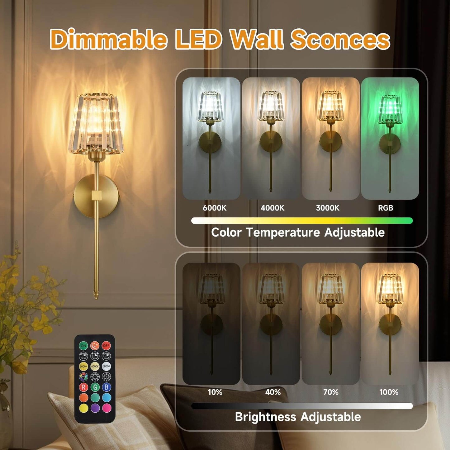 Crisma Wall Sconce | Wireless, USB Rechargeable, Remote Control 4