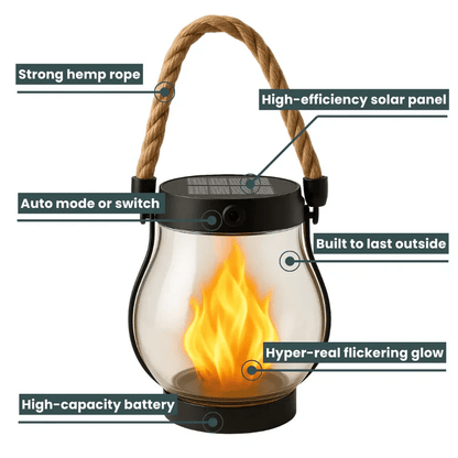 Dazzle Solar Lantern | Flickering Flame Effect, Weather-Resistant, Hanging 3