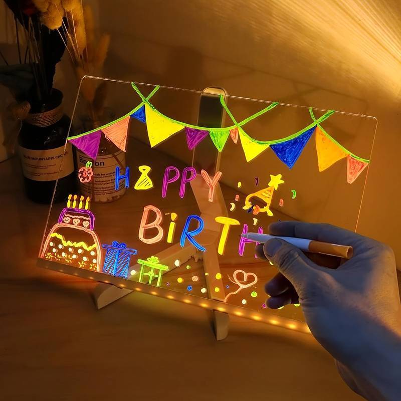 DoodleGlow Drawing Pad | LED, Mess-Free with 7 Colored Pens 1
