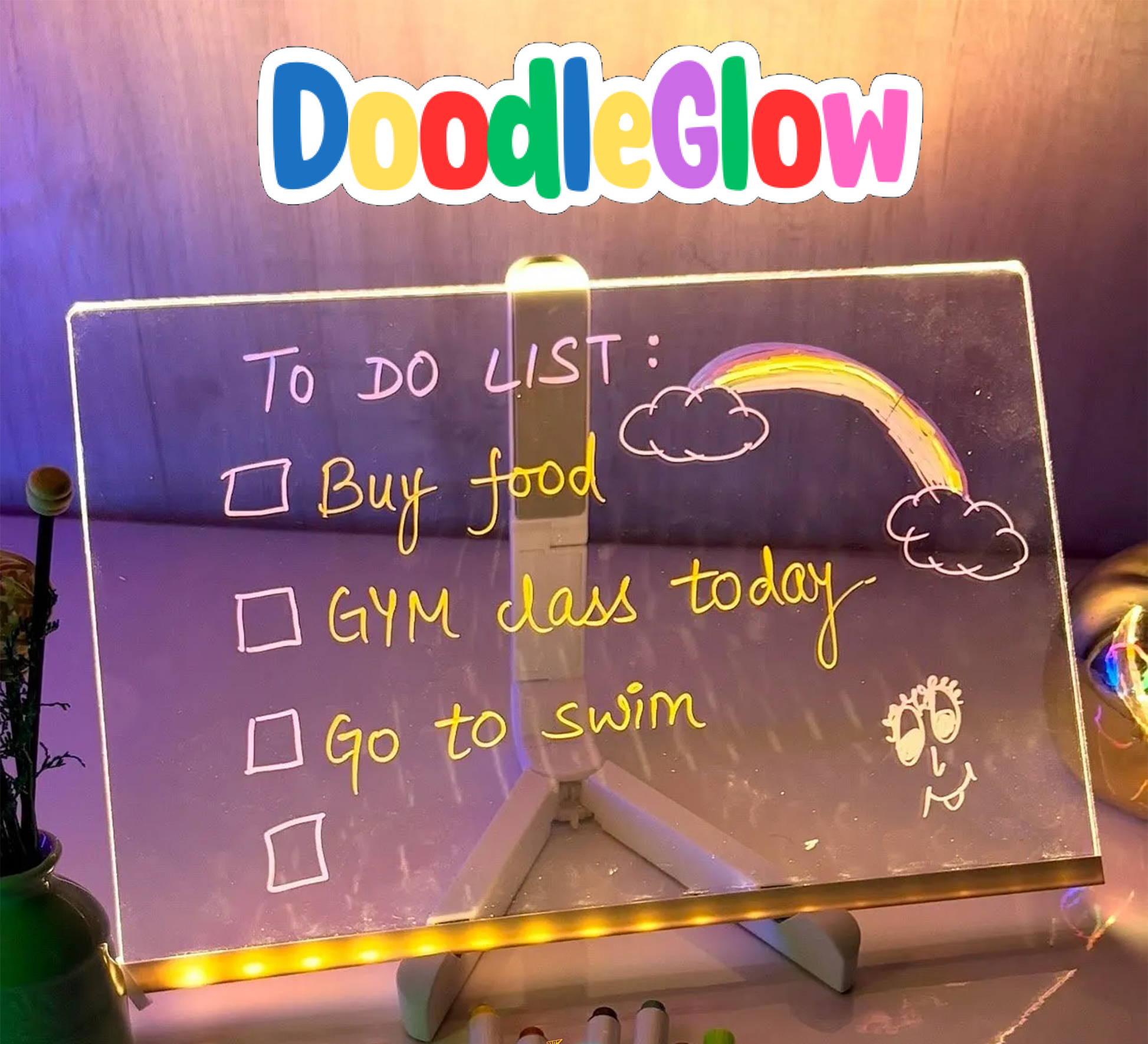 DoodleGlow Drawing Pad | LED, Mess-Free with 7 Colored Pens 5