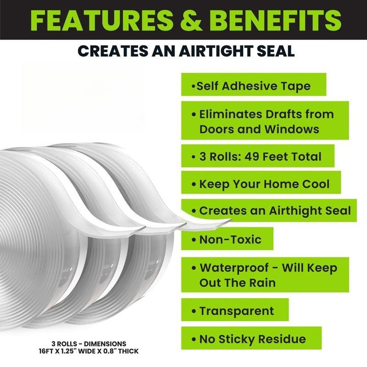 DuraSeal Weather Stripping | Self-Adhesive Silicone Door and Window Seal Strip 3