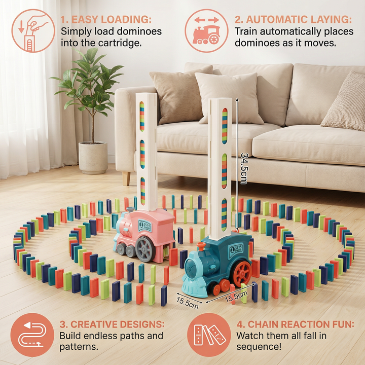 Dynamo Train Set | Automatic Domino Placement, Colorful Design 3