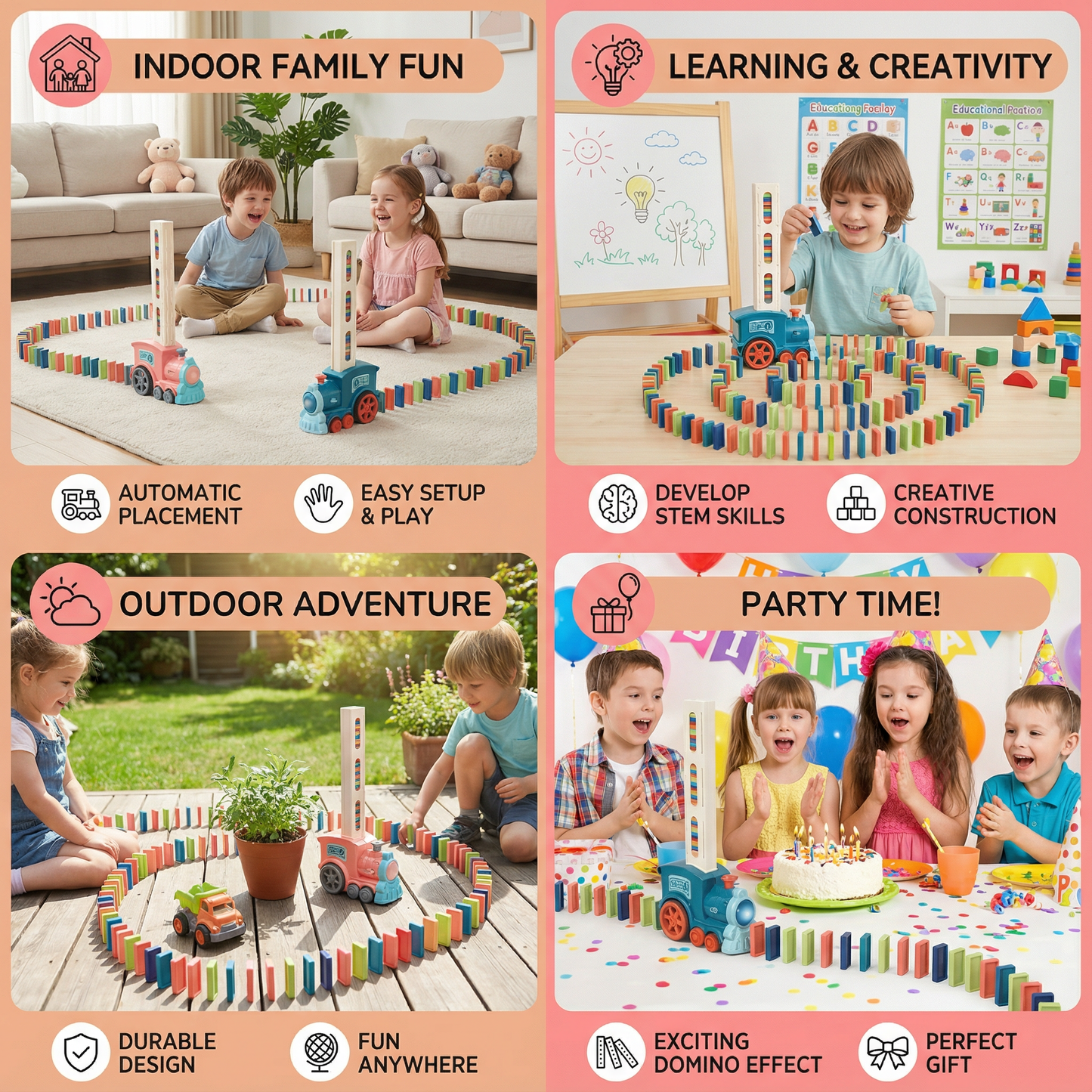 Dynamo Train Set | Automatic Domino Placement, Colorful Design 5