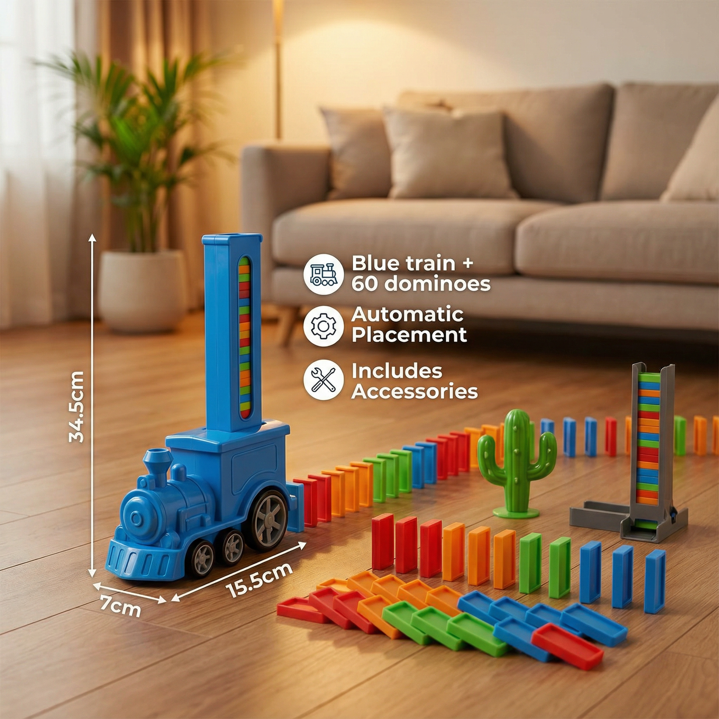 Dynamo Train Set | Automatic Domino Placement, Colorful Design 6