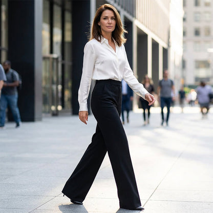 Elysia Palazzo Pants | High-Waisted, Flowy Black Trousers for Women 1
