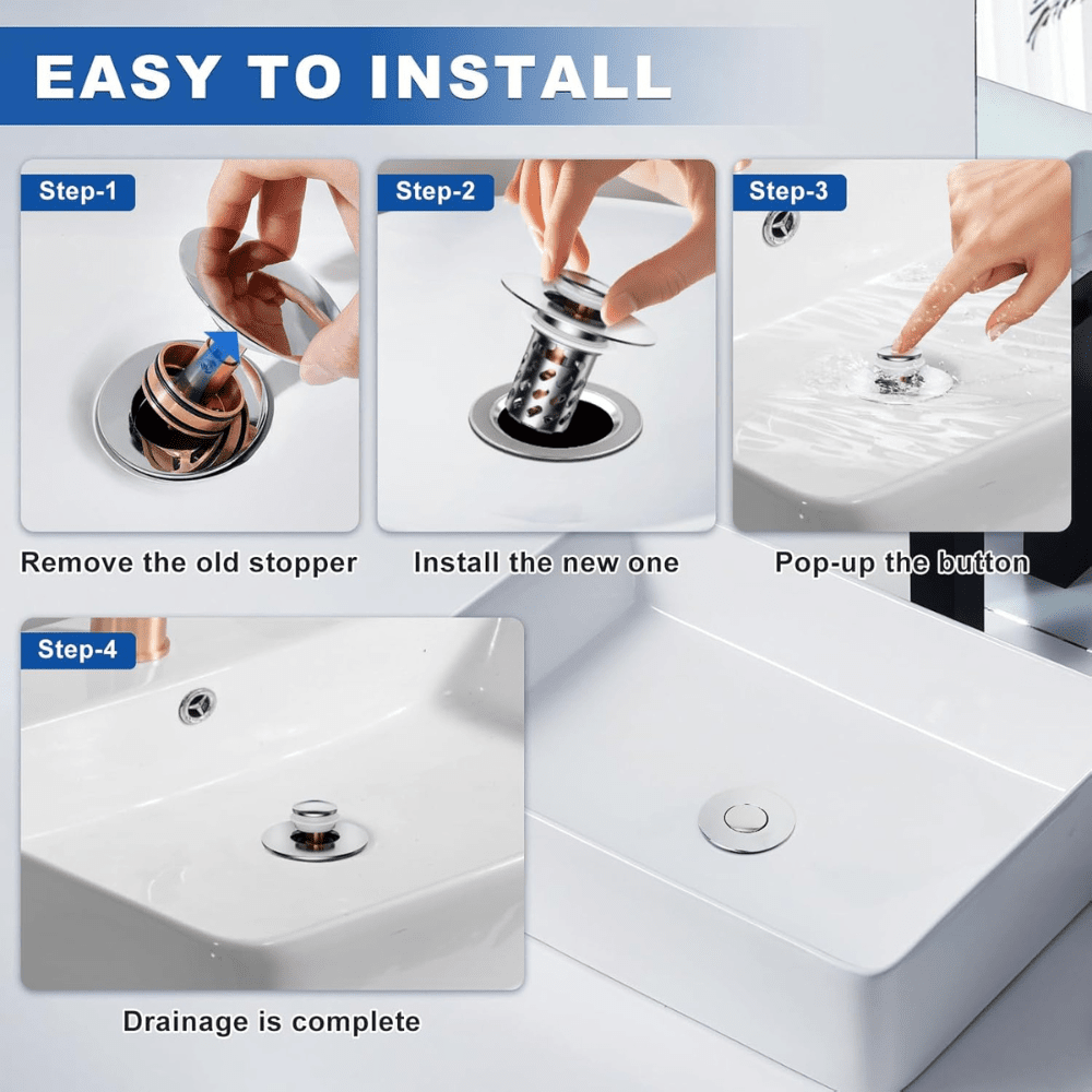 Forte Sink Drain Stopper | Stainless Steel, Premium Copper, Clog Prevention 7