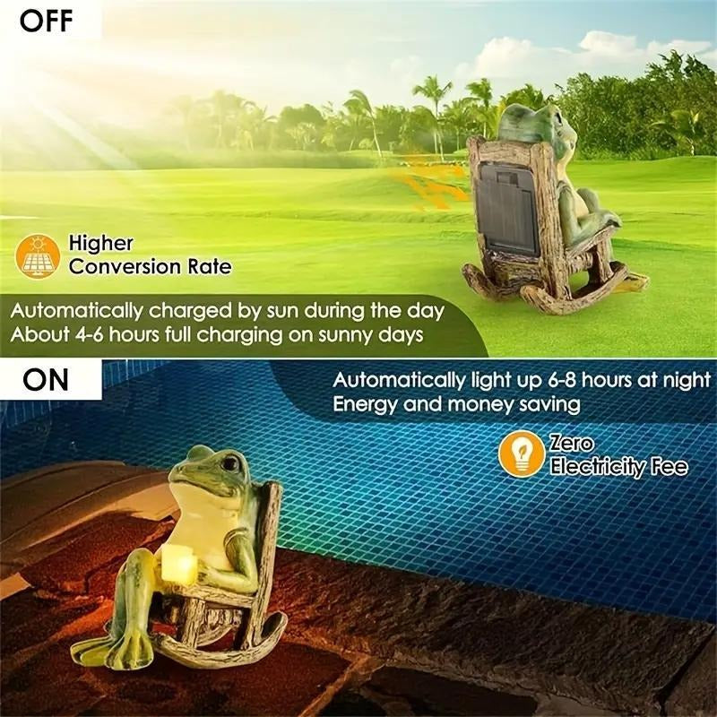 Frodo Garden Statue | Solar-Powered Frog Sculpture, Durable Weather-Resistant Decor 2
