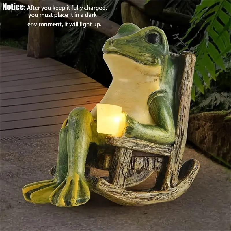 Frodo Garden Statue | Solar-Powered Frog Sculpture, Durable Weather-Resistant Decor 6
