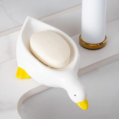 GleamNest Soap Dish | Elegant Swan Design, Durable Plastic, Effective Drainage 3