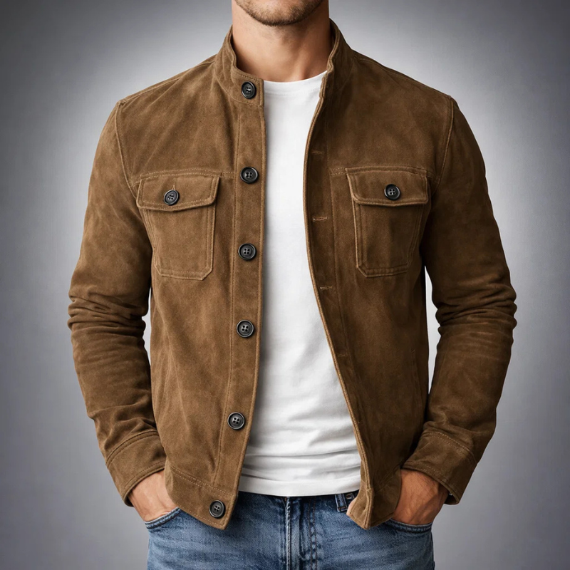 Haven Suede Jacket | Military-Inspired Design, Dual Chest Flap Pockets 1