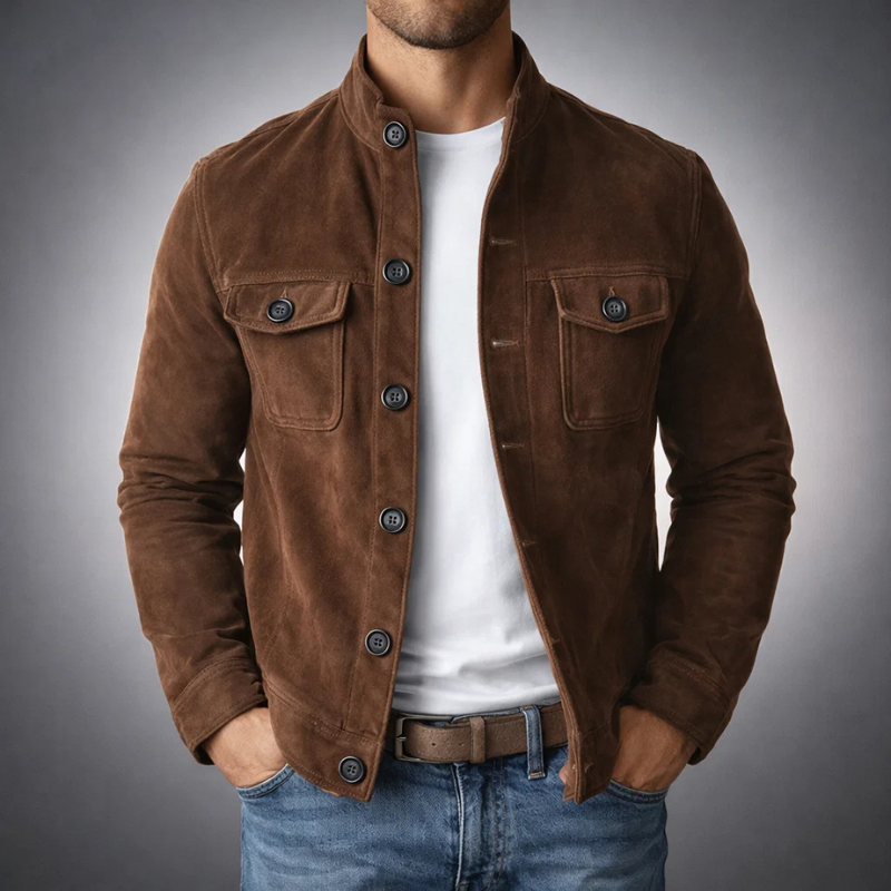 Haven Suede Jacket | Military-Inspired Design, Dual Chest Flap Pockets 2