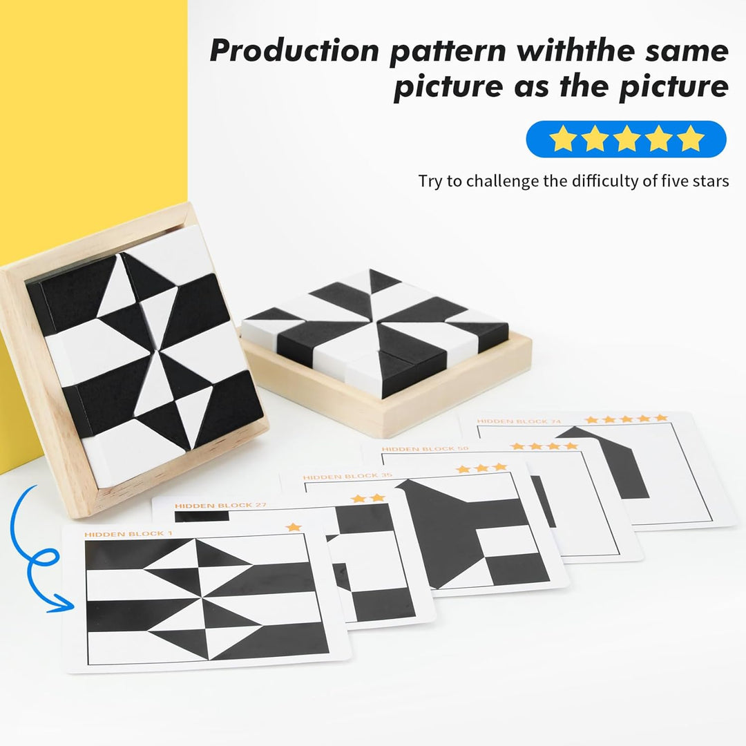 Pico Logic Puzzle | 80 Challenge Cards, Beech Wood Blocks 3