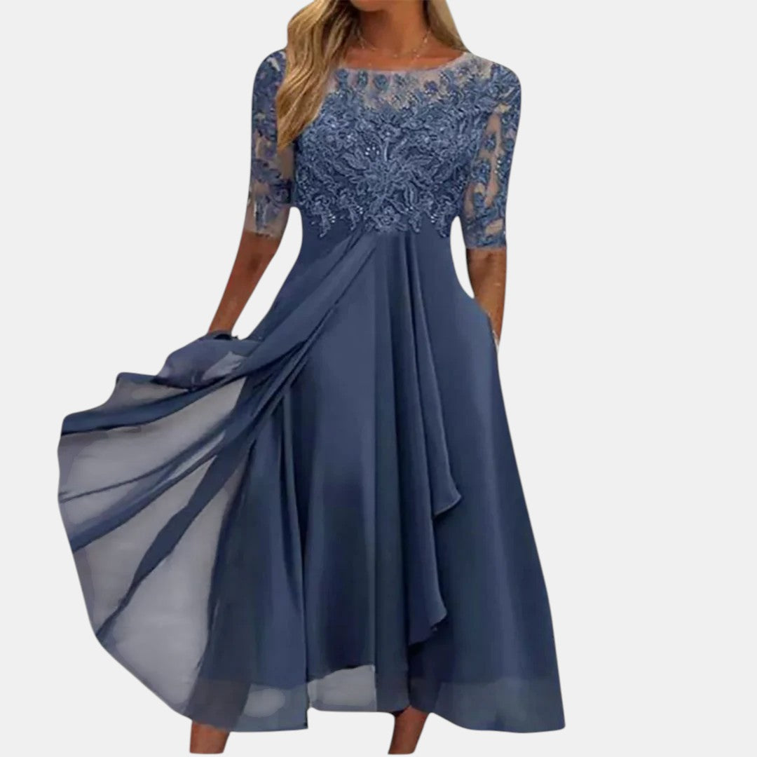 Rhea Lace Dress | Elegant Wedding Guest Dress, Flattering Fit 0