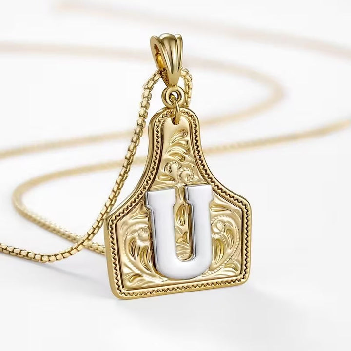 Ridge Initial Necklace | Engraved Metal Tag, Rustic Charm 10