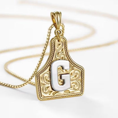 Ridge Initial Necklace | Engraved Metal Tag, Rustic Charm 12