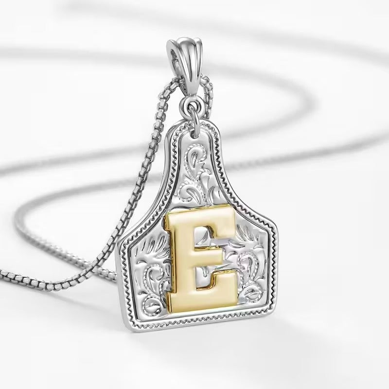Ridge Initial Necklace | Engraved Metal Tag, Rustic Charm 13