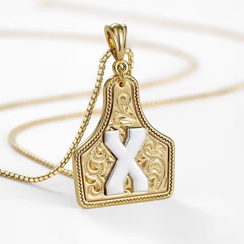 Ridge Initial Necklace | Engraved Metal Tag, Rustic Charm 14