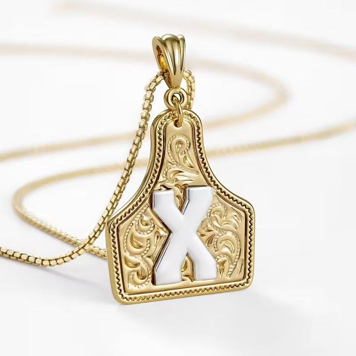 Ridge Initial Necklace | Engraved Metal Tag, Rustic Charm 14