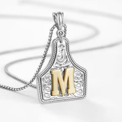 Ridge Initial Necklace | Engraved Metal Tag, Rustic Charm 15