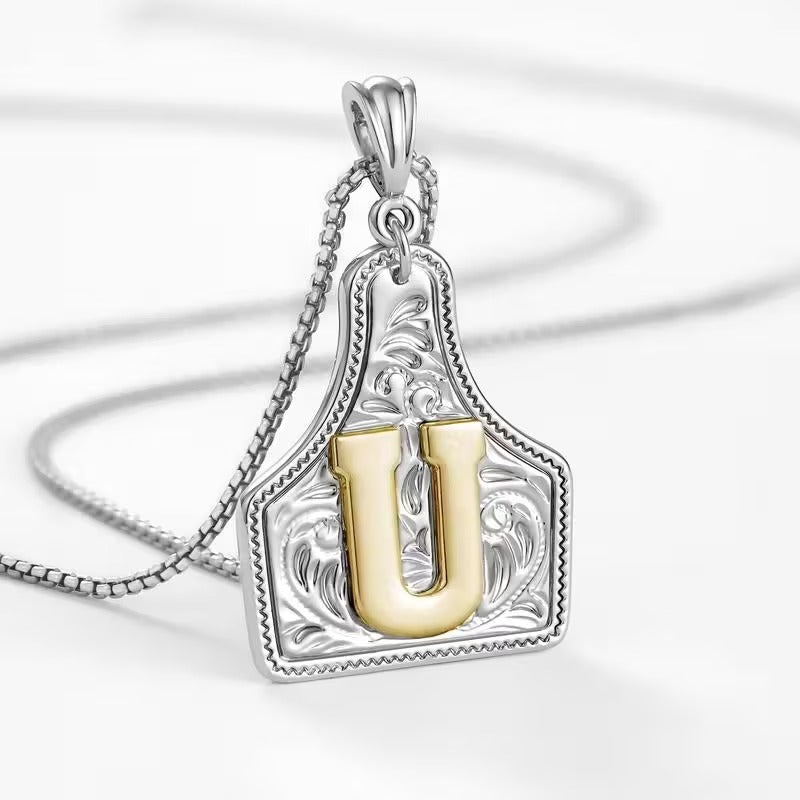 Ridge Initial Necklace | Engraved Metal Tag, Rustic Charm 16