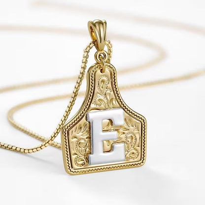 Ridge Initial Necklace | Engraved Metal Tag, Rustic Charm 17
