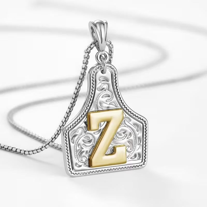 Ridge Initial Necklace | Engraved Metal Tag, Rustic Charm 18