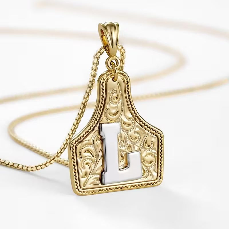 Ridge Initial Necklace | Engraved Metal Tag, Rustic Charm 20