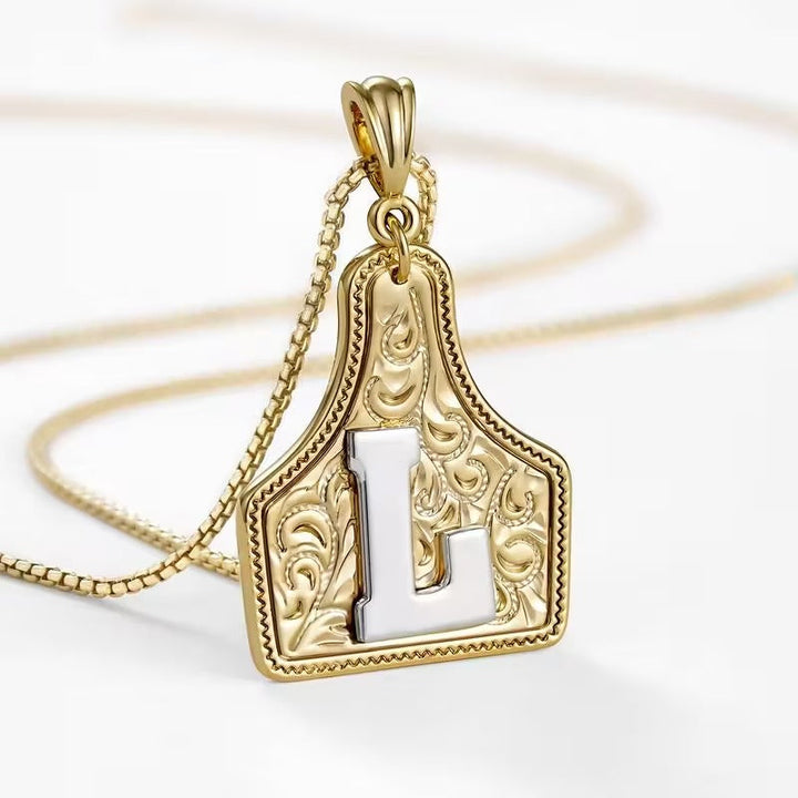 Ridge Initial Necklace | Engraved Metal Tag, Rustic Charm 20