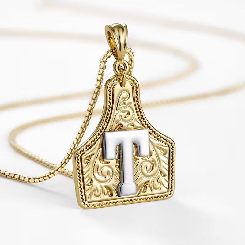Ridge Initial Necklace | Engraved Metal Tag, Rustic Charm 21