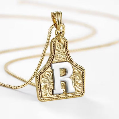 Ridge Initial Necklace | Engraved Metal Tag, Rustic Charm 22