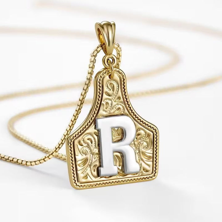 Ridge Initial Necklace | Engraved Metal Tag, Rustic Charm 22