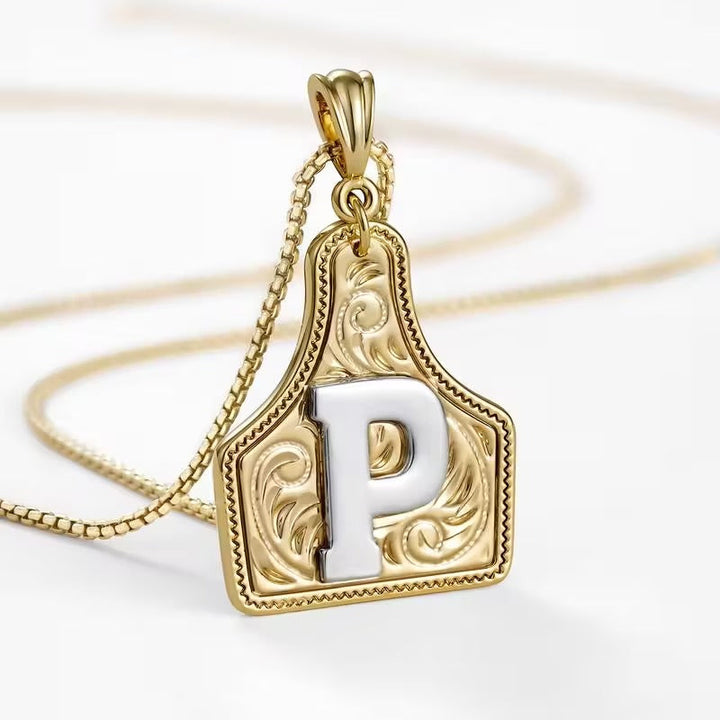 Ridge Initial Necklace | Engraved Metal Tag, Rustic Charm 23