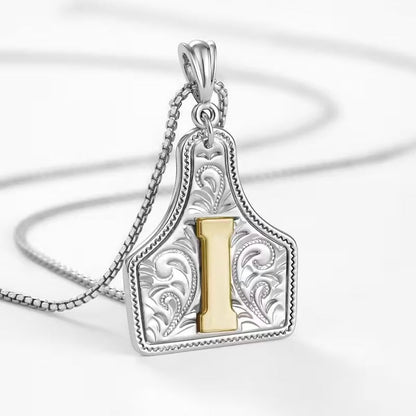 Ridge Initial Necklace | Engraved Metal Tag, Rustic Charm 24